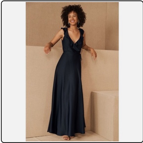 Sachin + Babi Dresses & Skirts - BHLDN Sachin & Babi Tansy Black Charmeuse Maxi Wrap Dress